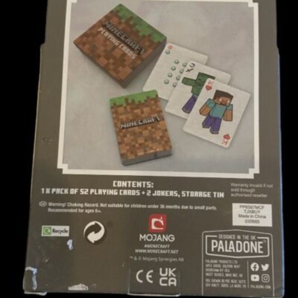 Minecraft Playing Cards Standard Card Deck in Collector Storage Tin NEW! Mojang - Picture 2 of 2